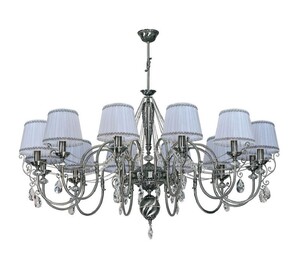 Casa Padrino Luxus Barock Kristall Kronleuchter Silber / Schwarz / Wei  130 x H. 80 cm