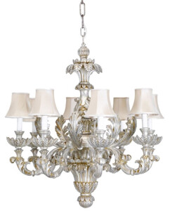 Casa Padrino Luxus Barock Kronleuchter Silber / Gold  79 x H. 82 cm - Prunkvoller Barockstil Wohnzimmer Kronleuchter - Edel & Prunkvoll - Luxus Qualit�t - Made in Italy