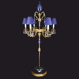 Casa Padrino Luxus Barock Kristall Stehleuchte Gold / Blau  72 x H. 177 cm