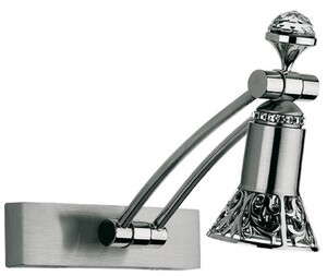 Casa Padrino Luxus Barock Kristall LED Wandleuchte / Leseleuchte Silber H. 20 cm