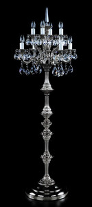 Casa Padrino Luxus Barock Kristall Stehleuchte Silber  56 x H. 152 cm - Prunkvolle Messing Stehlampe mit Bhmischem Kristallglas - Barock Kristall Leuchten - Luxus Qualitt