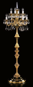 Casa Padrino Luxus Barock Kristall Stehleuchte Gold  56 x H. 152 cm - Prunkvolle Messing Stehlampe mit Bhmischem Kristallglas - Barock Kristall Leuchten - Luxus Qualitt