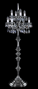 Casa Padrino Luxus Barock Kristall Stehleuchte Antik Silber  56 x H. 152 cm - Prunkvolle Messing Stehlampe mit Bhmischem Kristallglas - Barock Kristall Leuchten - Luxus Qualitt