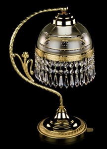 Casa Padrino Luxus Barock Kristall Tischleuchte Gold  18 x H. 45 cm - Prunkvolle Messing Schreibtischleuchte mit Bhmischem Kristallglas - Barock Kristall Leuchten - Edel & Prunkvoll