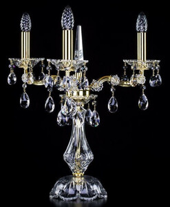 Casa Padrino Luxus Barock Kristall Tischleuchte Gold  30 x H. 55 cm - Prunkvolle Schreibtischleuchte mit Bhmischem Kristallglas - Barock Kristall Leuchten