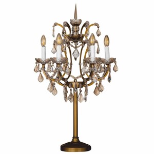 Casa Padrino Barock Kristall Tischleuchte Gold H. 85 cm - Prunkvolle Barockstil Schreibtischleuchte - Barock Kristall Leuchten