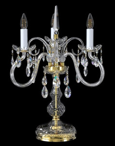 Casa Padrino Luxus Barock Kristall Tischleuchte Gold / Wei  49 x H. 62 cm - Prunkvolle Schreibtischleuchte mit Bhmischem Kristallglas - Barock Kristall Leuchten