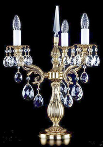 Casa Padrino Luxus Barock Kristall Tischleuchte Gold  43 x H. 60 cm - Prunkvolle Messing Schreibtischleuchte mit B�hmischem Kristallglas - Barock Kristall Leuchten