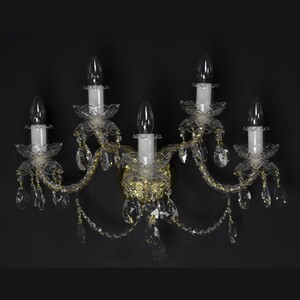 Casa Padrino Luxus Barock Kristall Tischleuchte Gold 56 x 23 x H. 38 cm - Prunkvolle Messing Tischleuchte mit b�hmischem Kristallglas - Barock M�bel - Edel & Prunkvoll