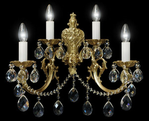 Casa Padrino Luxus Barock Kristall Wandleuchte Bronze 48 x H. 45 cm - Prunkvolle Wandlampe mit B�hmischem Kristallglas - Barock M�bel