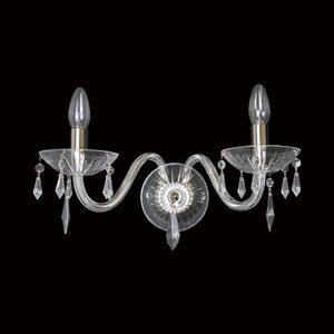Casa Padrino Luxus Barock Kristall Wandleuchte Gold 33 x 14 x H. 28 cm - Prunkvolle Messing Wandleuchte mit b�hmischem Kristallglas - Barock M�bel - Edel & Prunkvoll