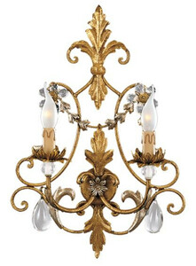 Casa Padrino Luxus Barock Kristall Wandleuchte Antik Gold 39 x 15 x H. 55 cm - Elegante Metall Wandlampe mit edlem Bhmischem Glas - Barock Leuchten