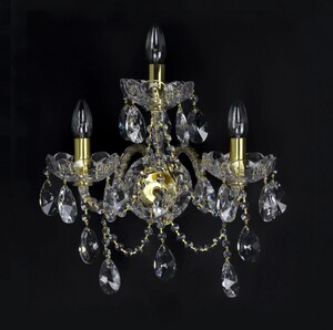 Casa Padrino Luxus Barock Kristall Wandleuchte Gold 38 x 22 x H. 38 cm - Prunkvolle Messing Wandleuchte mit b�hmischem Kristallglas - Barock M�bel - Edel & Prunkvoll