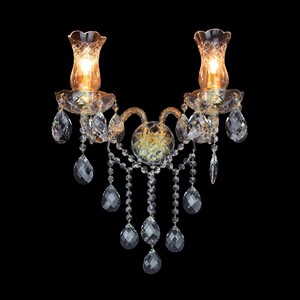 Casa Padrino Luxus Barock Kristall Wandleuchte Gold 39 x 18 x H. 35 cm - Prunkvolle Messing Wandleuchte mit b�hmischem Kristallglas - Barock M�bel - Edel & Prunkvoll