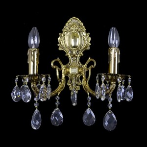 Casa Padrino Luxus Barock Kristall Wandleuchte Gold 40 x 16 x H. 40 cm - Prunkvolle Messing Wandleuchte mit b�hmischem Kristallglas - Barock M�bel - Edel & Prunkvoll