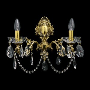 Casa Padrino Luxus Barock Kristall Wandleuchte Gold 40 x 20 x H. 37 cm - Prunkvolle Messing Wandleuchte mit b�hmischem Kristallglas - Barock M�bel - Edel & Prunkvoll