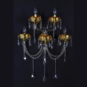 Casa Padrino Luxus Barock Kristall Wandleuchte Gold 50 x 26 x H. 65 cm - Prunkvolle Messing Wandleuchte mit b�hmischem Kristallglas - Barock M�bel - Edel & Prunkvoll