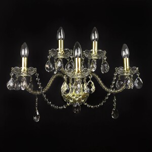 Casa Padrino Luxus Barock Kristall Wandleuchte Gold 54 x 24 x H. 35 cm - Prunkvolle Messing Wandleuchte mit b�hmischem Kristallglas - Barock M�bel - Edel & Prunkvoll