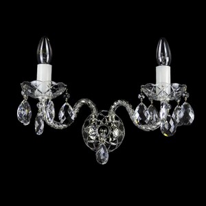 Casa Padrino Luxus Barock Kristall Wandleuchte Silber 38 x 18 x H. 20 cm - Prunkvolle Messing Wandleuchte mit b�hmischem Kristallglas - Barock M�bel - Edel & Prunkvoll