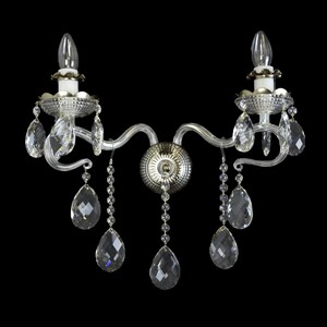 Casa Padrino Luxus Barock Kristall Wandleuchte Silber 38 x 18 x H. 40 cm - Prunkvolle Messing Wandleuchte mit b�hmischem Kristallglas - Barock M�bel - Edel & Prunkvoll