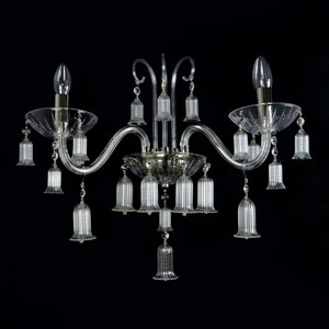 Casa Padrino Luxus Barock Kristall Wandleuchte Silber 38 x 20 x H. 25 cm - Prunkvolle Messing Wandleuchte mit b�hmischem Kristallglas - Barock M�bel - Edel & Prunkvoll