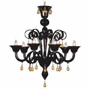 Casa Padrino Luxus Barock Kristallglas Kronleuchter Schwarz / Gold  60 x H. 70 cm - Made in Italy