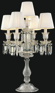 Casa Padrino Luxus Barock Kristallglas Tischleuchte Silber / Wei  46 x H. 56 cm - Hotel & Restaurant Deko Accessoires - Edel & Prunkvoll