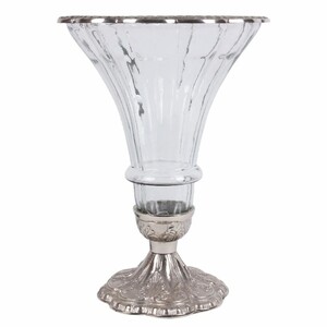 Casa Padrino Barock Glas Vase Silber  30 x H. 42 cm - Barock Deko Accessoires