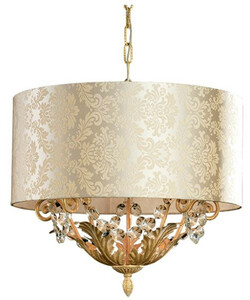 Casa Padrino Luxus Barock Kristall Kronleuchter mit Lampenschirm Gold  50 x H. 45 cm - Eleganter L�ster im Barockstil - Barock Wohnzimmer Leuchten