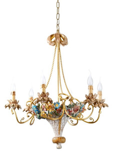 Casa Padrino Luxus Barock Kronleuchter Mehrfarbig / Gold  68 x H. 76 cm - Prunkvoller Barockstil Wohnzimmer Kronleuchter - Edel & Prunkvoll - Luxus Qualitt - Made in Italy