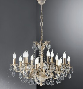 Casa Padrino Luxus Barock Kronleuchter Elfenbein  72 x H. 53 cm - Prunkvoller 16-flammiger Messing Kronleuchter - Barockstil M�bel