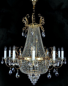 Casa Padrino Luxus Barock Kronleuchter Gold  100 x H. 105 cm - Prunkvoller Messing Kronleuchter mit B�hmischem Kristallglas - Edel & Prunkvoll