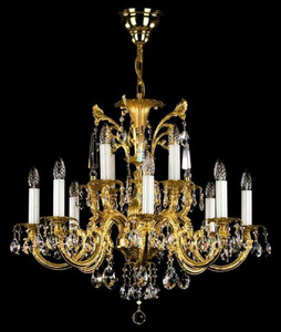 Casa Padrino Luxus Barock Kronleuchter Gold  84 x H. 67 cm - Prunkvoller Messing Kronleuchter mit B�hmischem Kristallglas - Edel & Prunkvoll