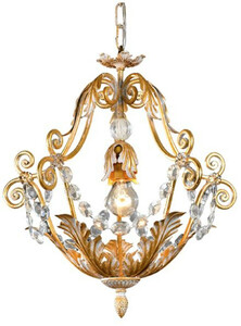 Casa Padrino Luxus Barock Kronleuchter Gold / Wei�  46 x H. 48 cm - Eleganter Wohnzimmer Kronleuchter mit B�hmischem Kristallglas - Barock M�bel