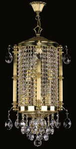 Casa Padrino Luxus Barock Kronleuchter Gold  32 x H. 65 cm - Prunkvoller Messing Kronleuchter mit B�hmischem Kristallglas - Edel & Prunkvoll