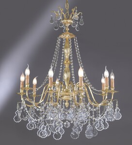 Casa Padrino Luxus Barock Kronleuchter Gold  85 x H. 82 cm - Prunkvoller 8-flammiger Messing Kronleuchter - Barockstil M�bel