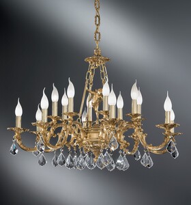 Casa Padrino Luxus Barock Kronleuchter Gold  88 x H. 60 cm - Prunkvoller 16-flammiger Messing Kronleuchter - Barockstil M�bel