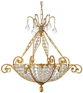 Casa Padrino Luxus Barock Kristall Kronleuchter Gold  75 x H. 67 cm - Prunkvoller Kronleuchter mit B�hmischem Kristallglas - Luxus Qualit�t