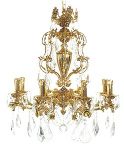 Casa Padrino Luxus Barock Kristall Kronleuchter Gold  70 x H. 80 cm - Prunkvoller Messing Kronleuchter mit edlem Kristallglas - Barock Wohnzimmer Kronleuchter - Barock Hotel Kronleuchter