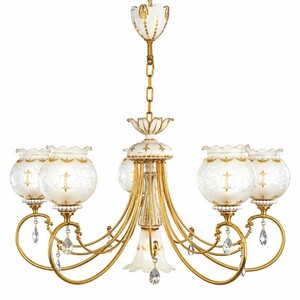 Casa Padrino Luxus Barock Kristall Kronleuchter Gold / Wei�  88 cm - Made in Italy