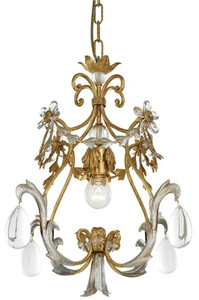 Casa Padrino Luxus Barock Kronleuchter Antik Gold / Antik Silber  40 x H. 45 cm - Prunkvoller Wohnzimmer Kronleuchter im Barockstil - Barockstil Hotel Kronleuchter - Luxus Qualit�t - Made in Italy