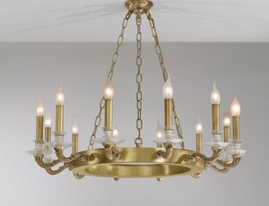 Casa Padrino Luxus Barock Kronleuchter Messing Satiniert  85 x H. 70 cm - Prunkvoller 12-flammiger Messing Kronleuchter - Barockstil M�bel