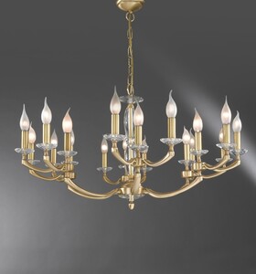 Casa Padrino Luxus Barock Kronleuchter Messing Satiniert  86 x H. 50 cm - Prunkvoller 18-flammiger Messing Kronleuchter - Barockstil M�bel