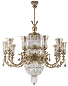 Casa Padrino Luxus Barock Kronleuchter Messing mit Patina / Gold  97 x H. 100 cm