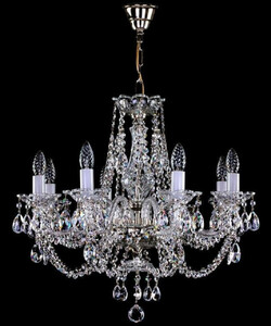 Casa Padrino Luxus Barock Kronleuchter Silber  61 x H. 57 cm - Prunkvoller Messing Kronleuchter mit B�hmischem Kristallglas - Edel & Prunkvoll