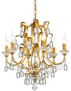 Casa Padrino Luxus Barock Kronleuchter mit b�hmischen Kristallglas Gold mit Patina  61 x H. 60 cm - Prunkvoller Wohnzimmer Kronleuchter im Barockstil - Luxus Qualit�t - Made in Italy