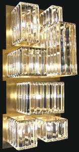 Casa Padrino Luxus Designer Kristallglas LED Wandleuchte Mattgold 26 x H. 63 cm - Luxus Kollektion