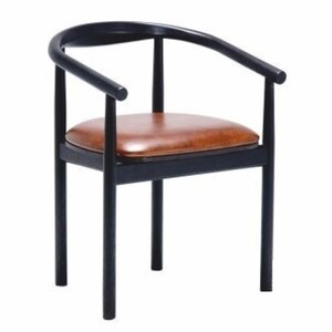 Casa Padrino Luxus Leder Esszimmer Stuhl mit Armlehnen Braun / Schwarz - Esszimmer Mbel