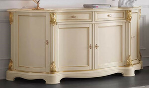 Casa Padrino Luxus Barock Sideboard Cremefarben / Gold - Prunkvoller Massivholz Schrank mit 4 Tren und 2 Schubladen - Barock Mbel - Luxus Qualitt - Made in Italy