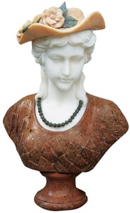 Casa Padrino Luxus Barock Marmor B�ste Dame mit Hut H. 65 cm